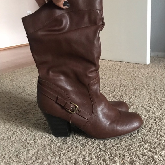 Brown Heeled Calf Boots - Picture 2 of 2
